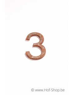 Nummer 3 - cortenstaal 5 cm hoog (Ari)