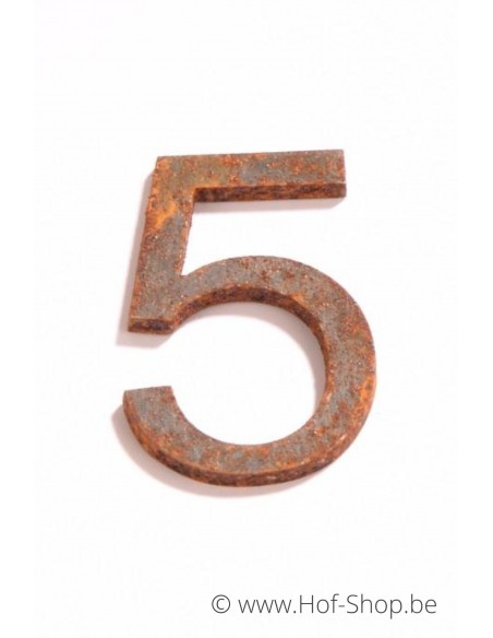 Nummer 5 - cortenstaal 5 cm hoog (Ari)