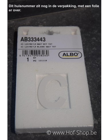 Lettre C - blanc aluminium 5 cm de haute (Numéro de maison Albo)