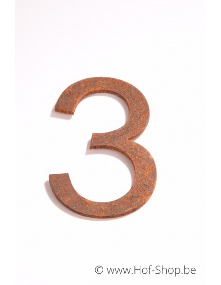 Nummer 3 - cortenstaal 10 cm hoog (Ari)