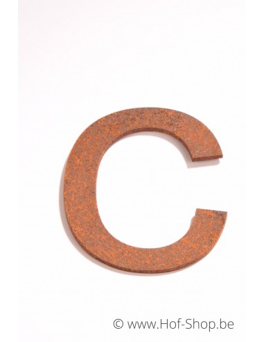 Letter C- cortenstaal 10 cm hoog (Ari)