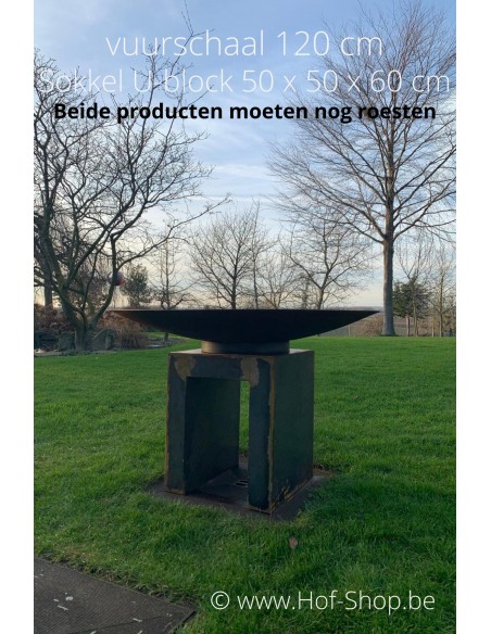 Socle U-block 50 x 50 x 60 - socle en acier corten