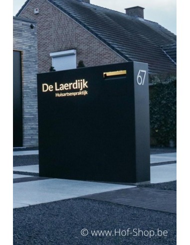 Carré Collibox 120x120x30 gelakt in ral 9005 en led-verlichting - pakketbus inox