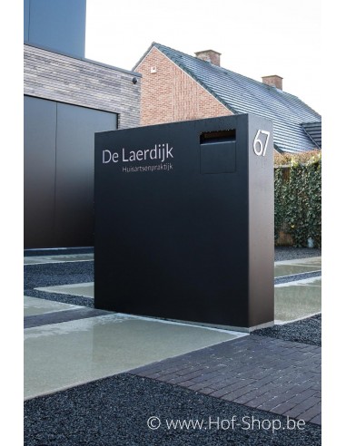 Carré Collibox 120x120x30 gelakt in ral 9005 en led-verlichting - pakketbus inox